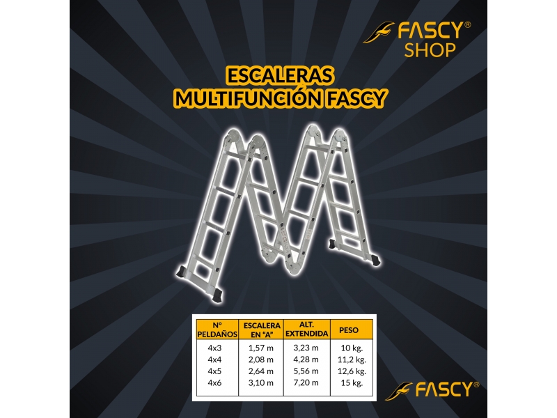 Escalera Multifuncion 4 x 3 Aluminio FASCY