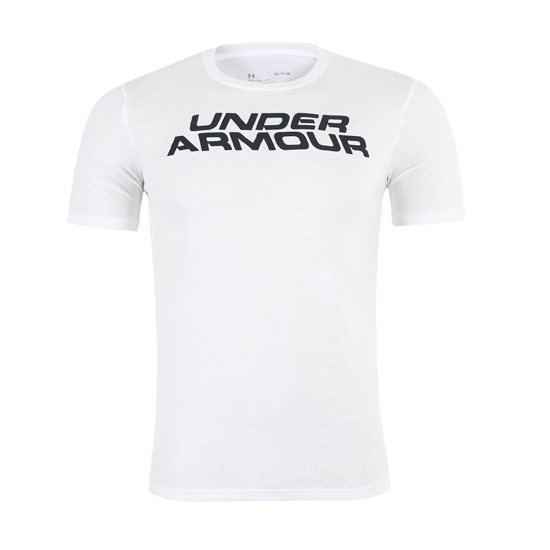 REMERA UNDER ARMOUR UA STACKED WORDMARK SS-WHT LG/G