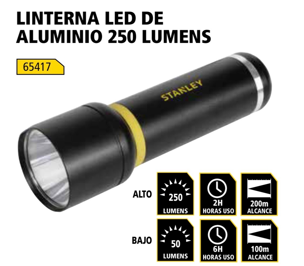 Linterna LED Aluminio 250 LM 3AAA STANLEY
