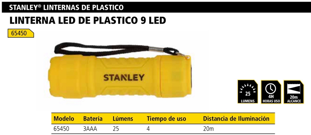 Linterna LED Plastico 25 LM 3AAA STANLEY