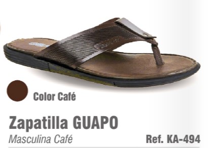 Zapatilla de Cuero KA-494 Cafe N° 39 GUAPO